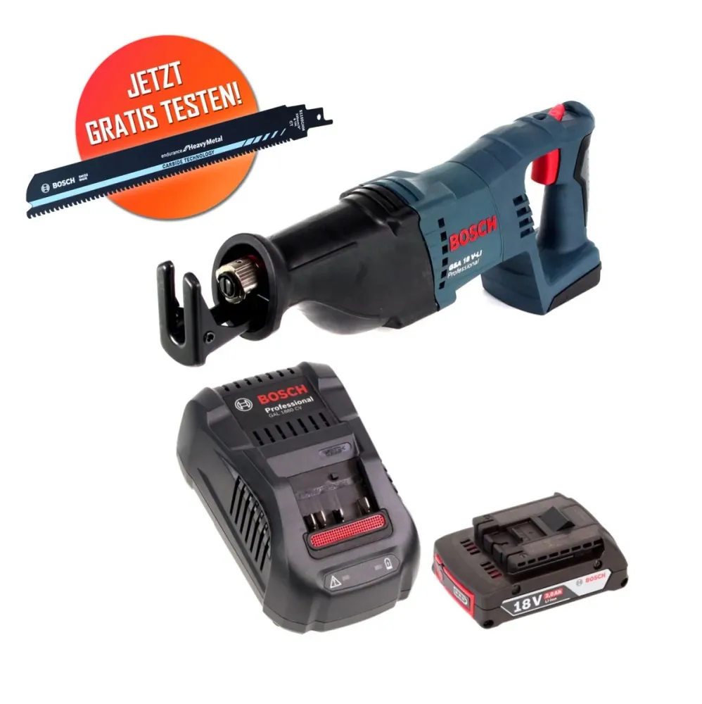 Hoja de sierra de metal duro Bosch GSA 18V-LI 18 V sierra de sable sin cable + 1x baterí 2,0 Ah + cargador Bosch Professional