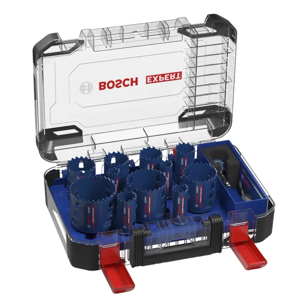 Juego de sierras de corona Bosch EXPERT Tough Material, 14 piezas, 20-76 x 60 mm (2608900448) Tecnologí Carbide para talad...