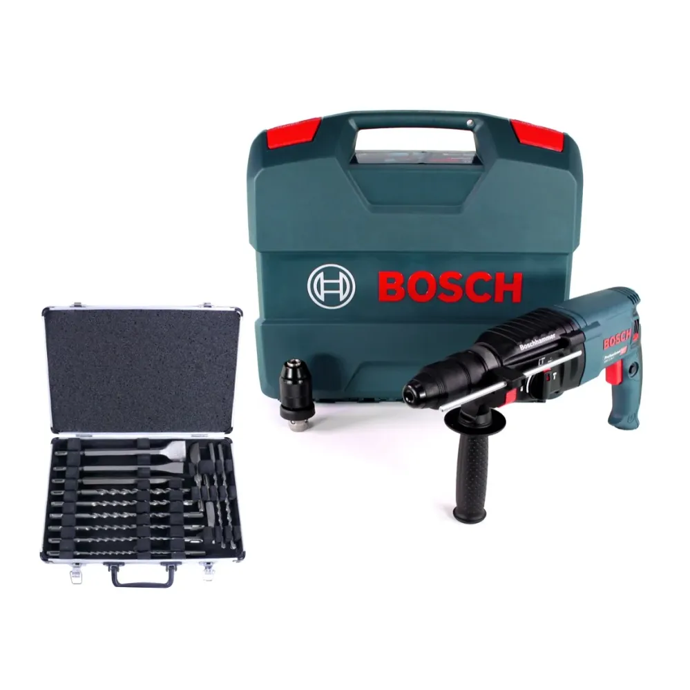 Martillo perforador Bosch GBH 2-26 F 830W 2,7J SDS-plus + juego de brocas y cinceles de 17 piezas + maletín Bosch Professi...