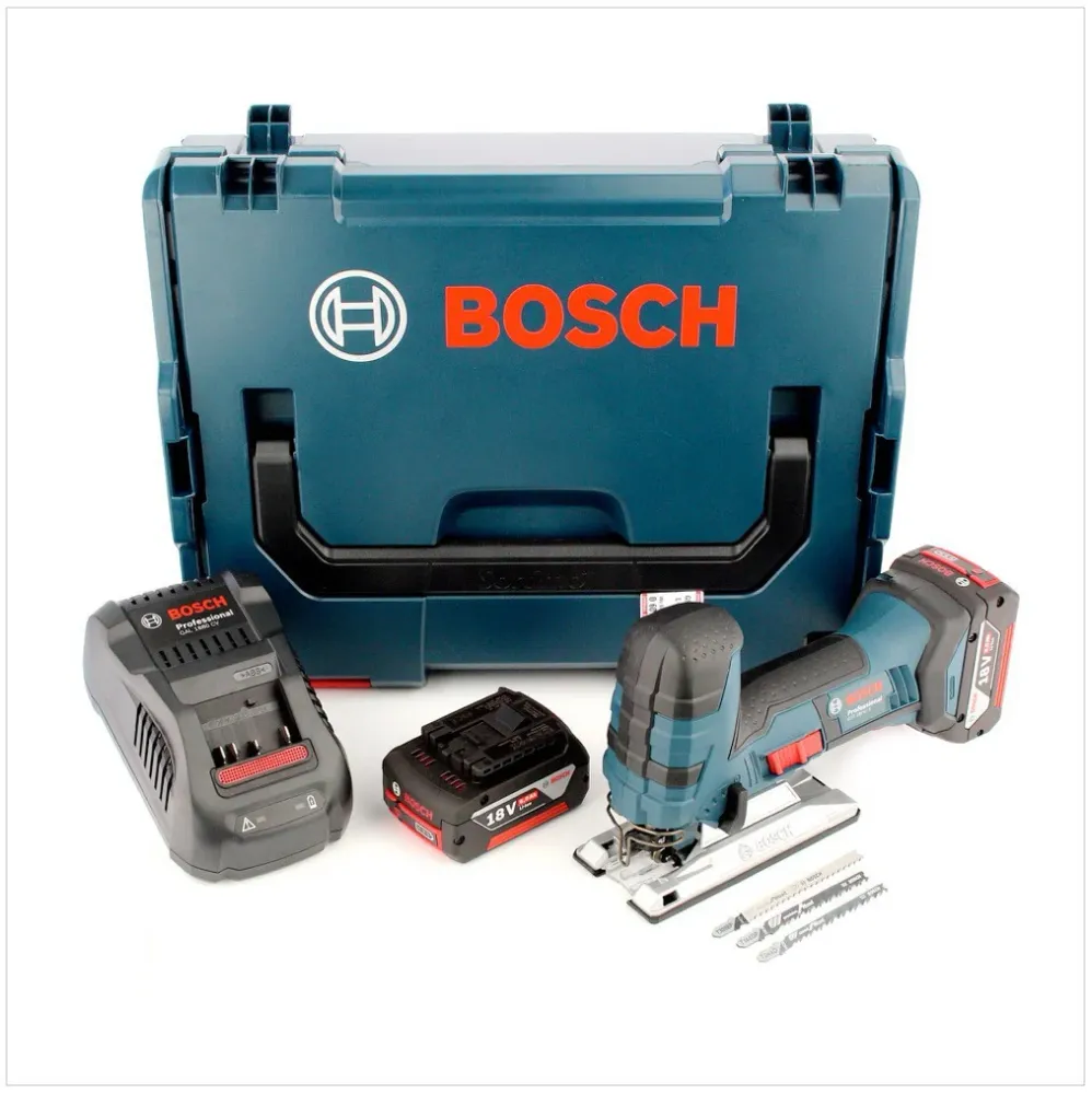 Sierra de calar baterí Bosch GST 18V-LI S 18 V 120 mm ( 06015A5104 ) + 2 baterías de 5,0 Ah + cargador + L-Boxx Bosch Prof...