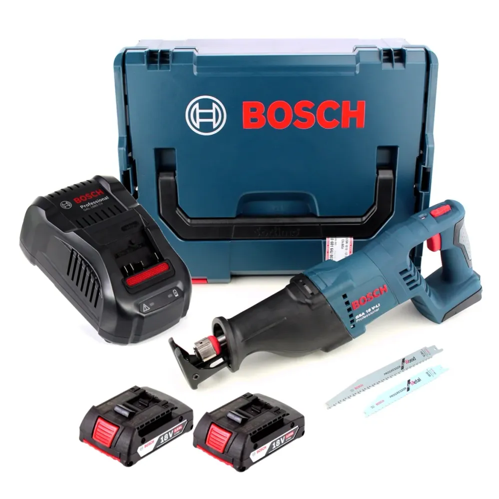 Sierra sable baterí Bosch GSA 18 V-LI 18V + 2x baterías 2.0Ah + cargador + L-Boxx Bosch Professional