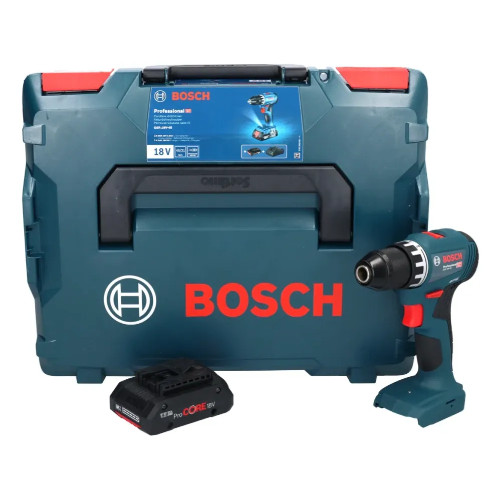 Taladradora atornilladora baterí Bosch GSR 18V-45 18 V 45 Nm sin escobillas + 1x acumulador ProCORE 4,0 Ah + L-Boxx - sin...