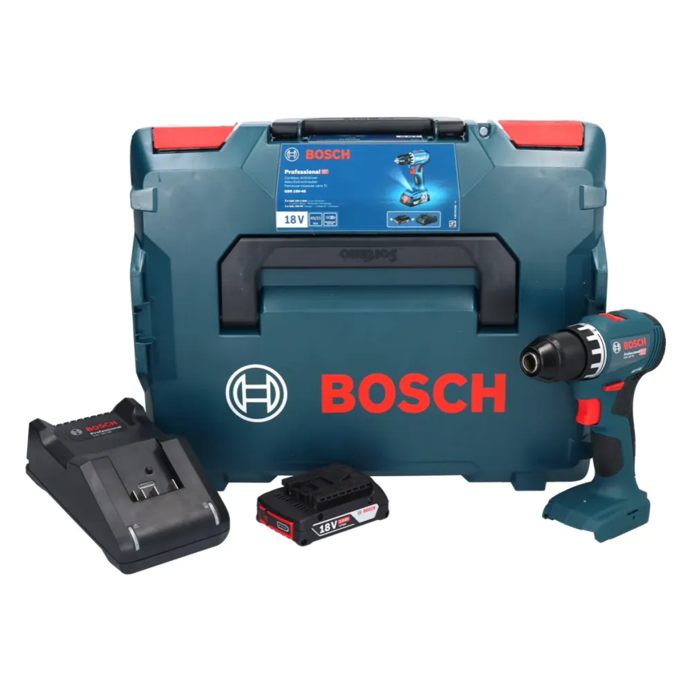 Taladro atornillador baterí Bosch GSR 18V-45 18 V 45 Nm sin escobillas + 1x baterí 2,0 Ah + cargador + L-Boxx Bosch Profes...