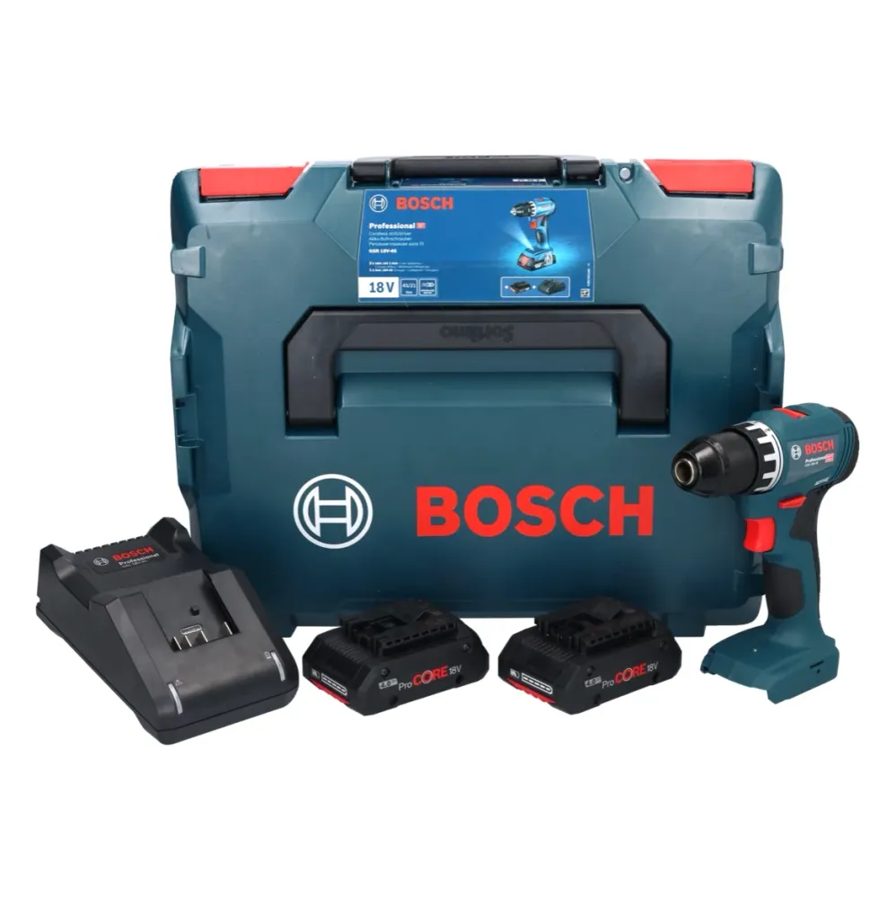 Taladro atornillador baterí Bosch GSR 18V-45 18 V 45 Nm sin escobillas + 2x baterí ProCORE 4,0 Ah + cargador + L-Boxx Bosc...