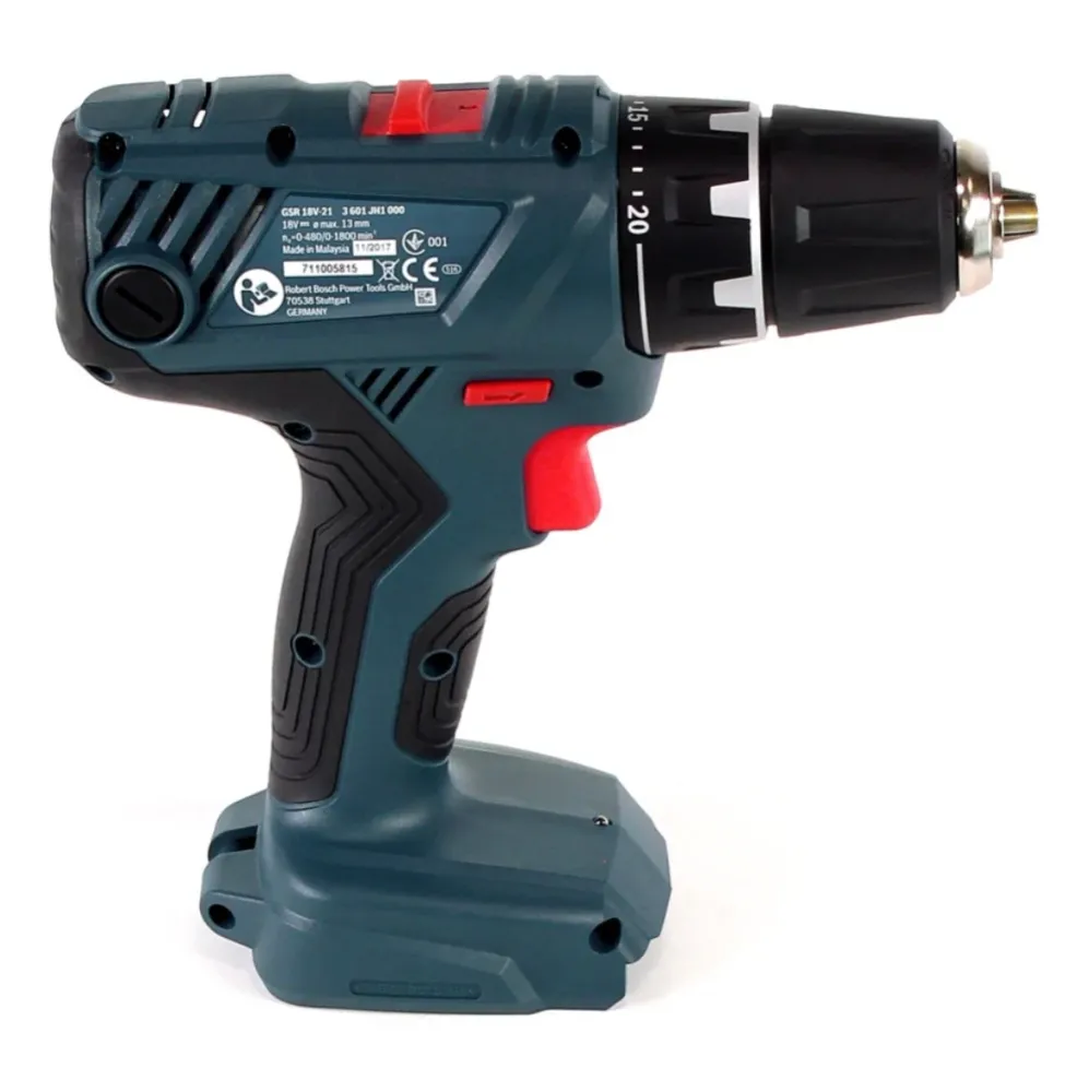 Taladro atornillador inalámbrico Bosch GSR 18V-21 18V 55Nm + 2x baterías 2.0Ah + cargador Bosch Professional