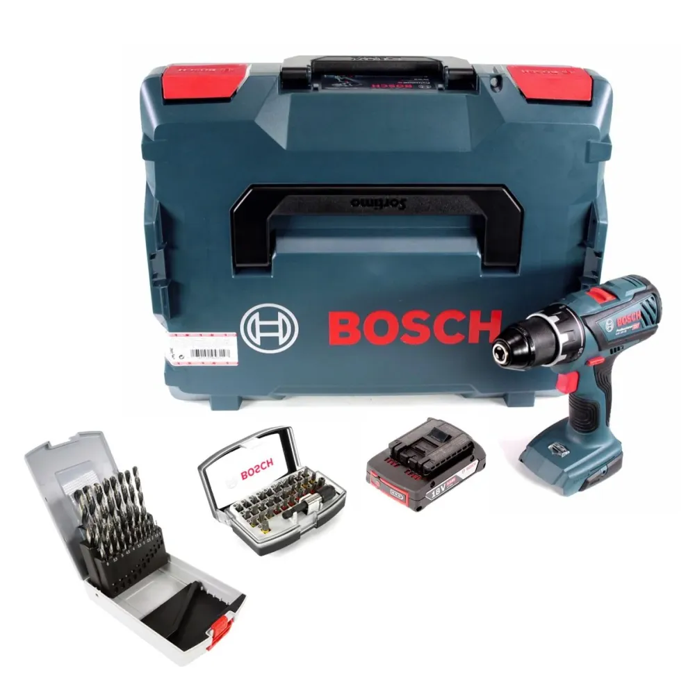 Taladro atornillador inalámbrico Bosch GSR 18V-28 18V 63Nm + 1x baterí 2,0Ah + 19 piezas. Juego de brocas + juego de punta...