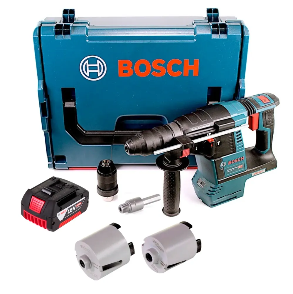 Taladro percutor baterí Bosch GBH 18V-26 F 18V 2,6J sin escobillas SDS plus + 1x baterí 5,0Ah + accesorios broca M16 + L-B...