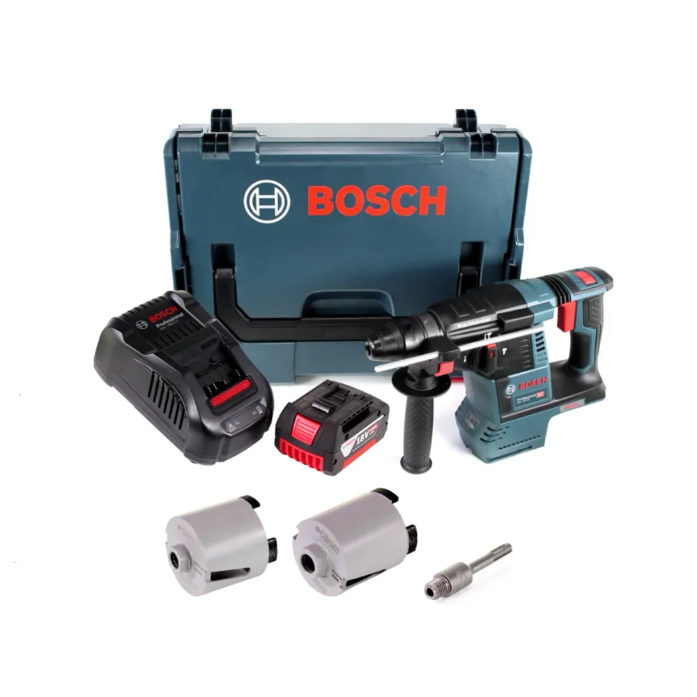 Taladro percutor baterí Bosch GBH 18V-26 18V 2.6J SDS plus sin escobillas + 1x baterí 5.0Ah + cargador + accesorios corona...