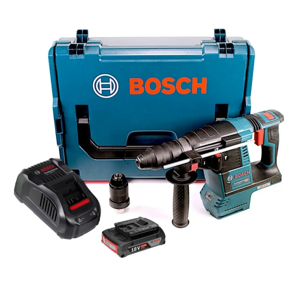 Taladro percutor Bosch GBH 18V-26 F baterí 18V 2.6J brushless SDS plus + 1x baterí 2.0Ah + cargador rápido + L-Boxx Bosch...