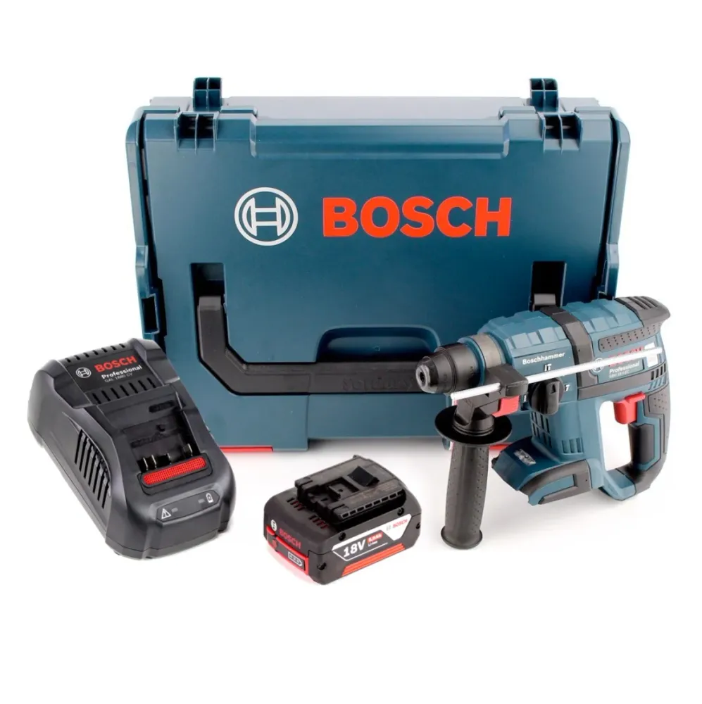 Taladro percutor Bosch GBH 18 V-EC baterí 18V 1.7J SDS-Plus sin escobillas + 1x baterí 5.0Ah + cargador rápido + L-Boxx Bo...