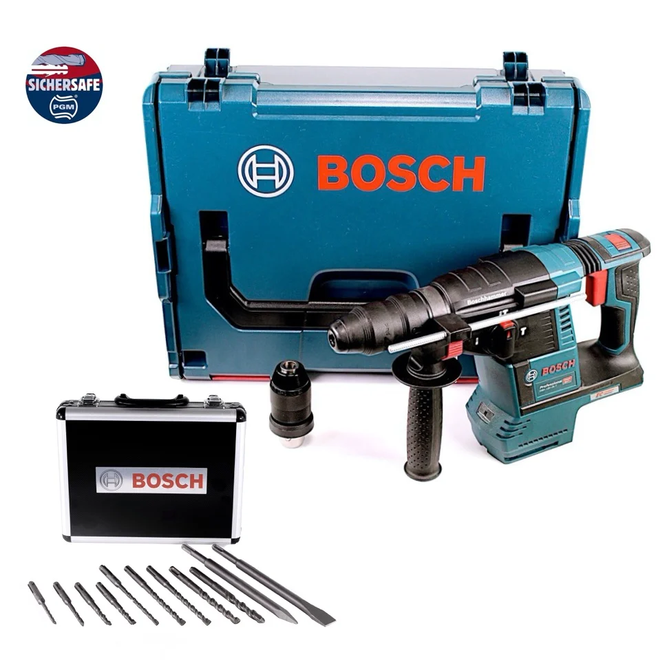Taladro percutor inalámbrico Bosch GBH 18V-26 F 18 V 2,6 J SDS plus sin escobillas + juego de taladro y cincel 11 piezas c...
