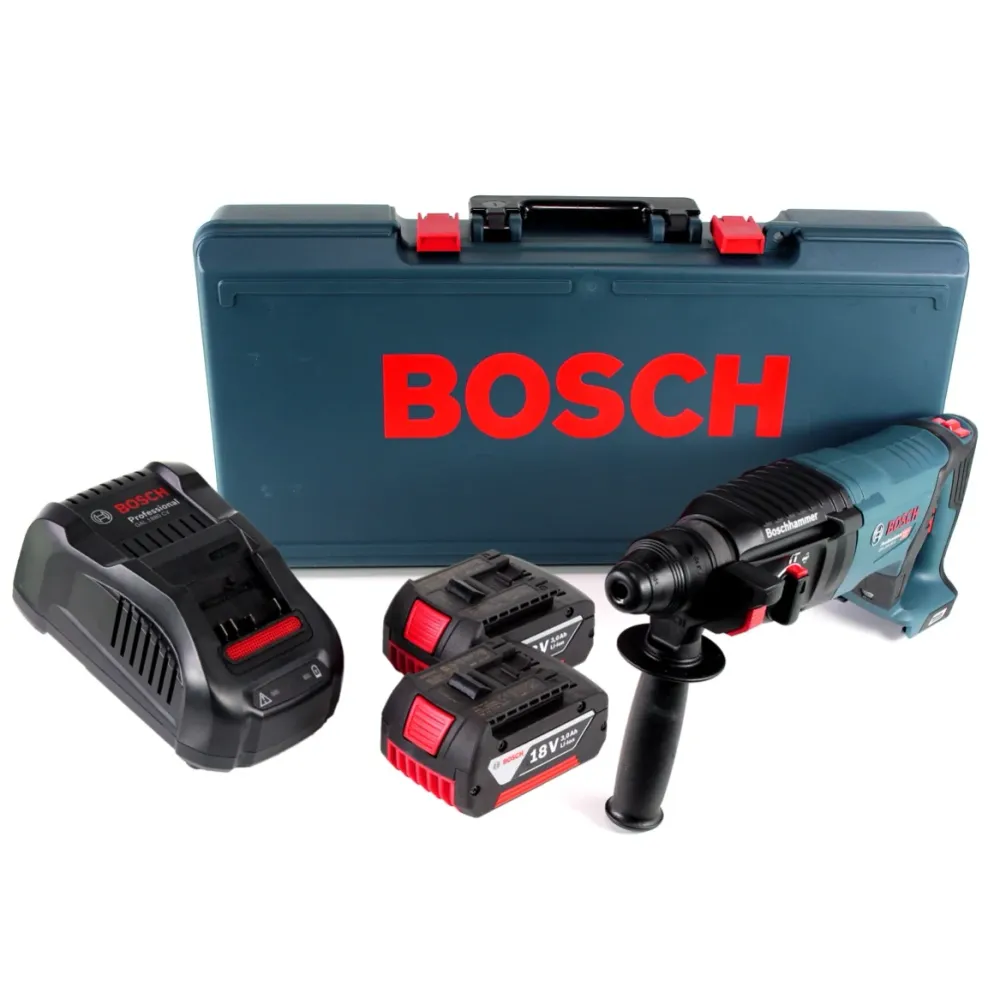 Taladro percutor inalámbrico Bosch GBH 18V-26 D 18V 2.5J SDS-Plus en maletín artesanal + 2x baterí 3.0Ah + cargador Bosch...