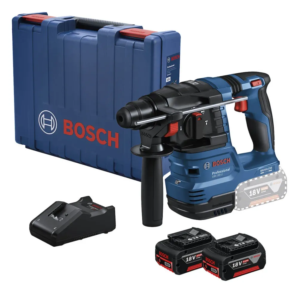 Rotomartillo inalámbrico 18 V con 2 baterías y maletín, motor brushless Bosch
