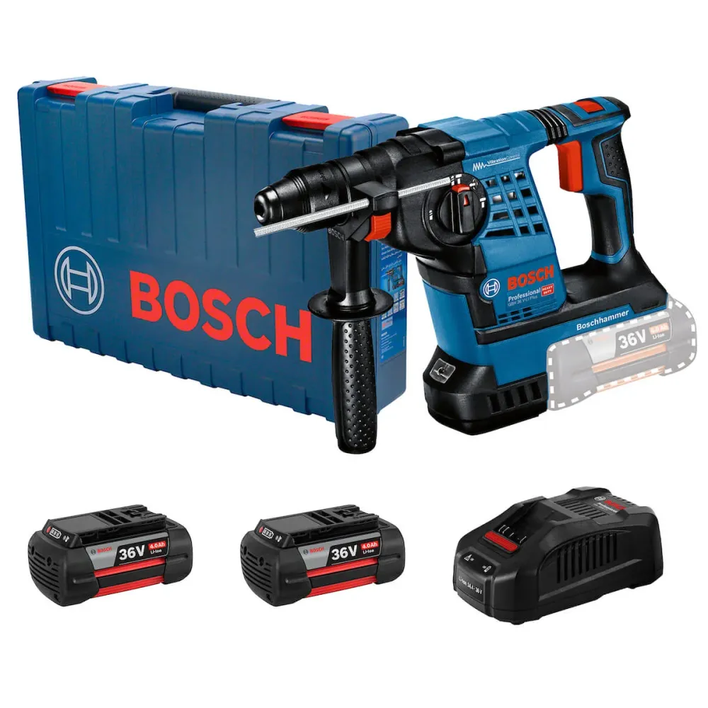 Rotomartillo inalámbrico 36 V con 2 baterías y maletín para uso profesional Bosch