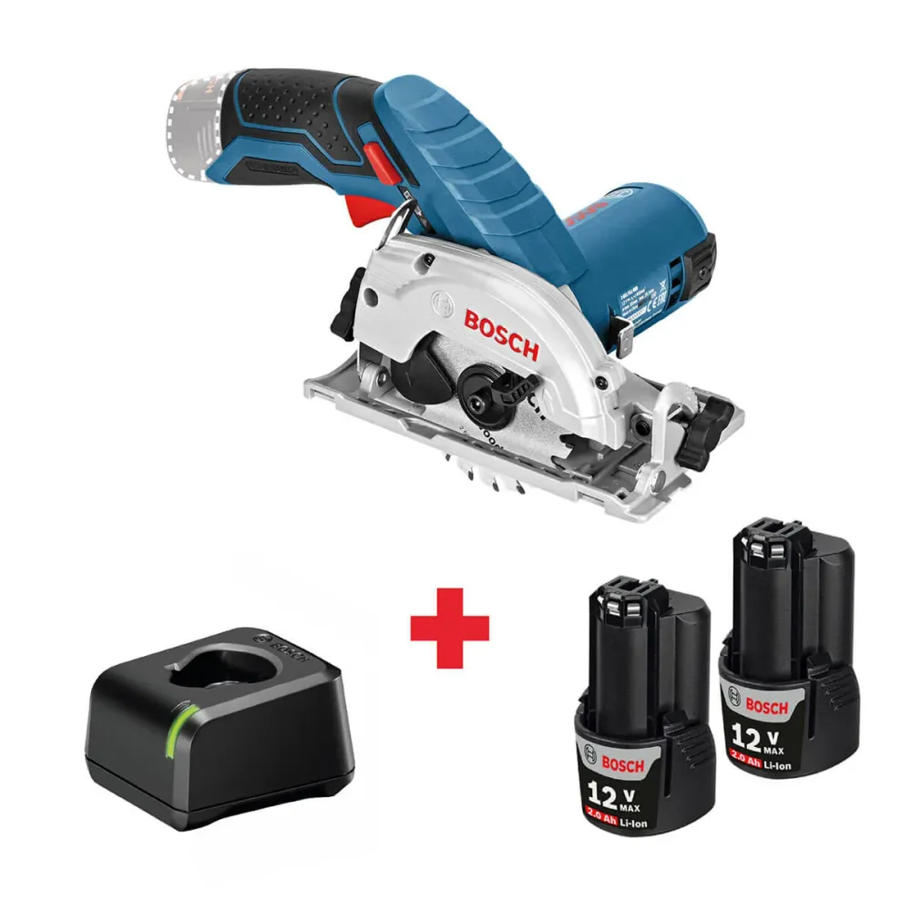 Sierra Circular inalambrica 12V 85mm GKS 12V-26 + Kit 2 Baterías 12V 2 Ah + Cargador de baterí GAL12V-20 Marca Bosch