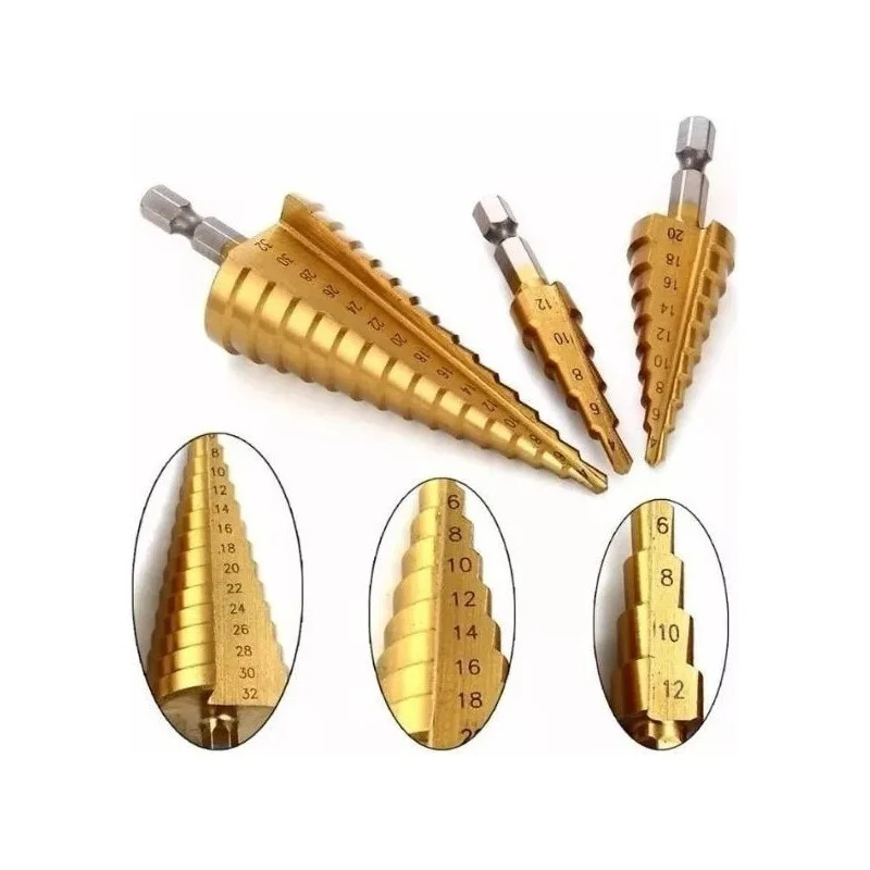 Brocas Conicas Paso Paso 3 Unidades 4 32 Mm