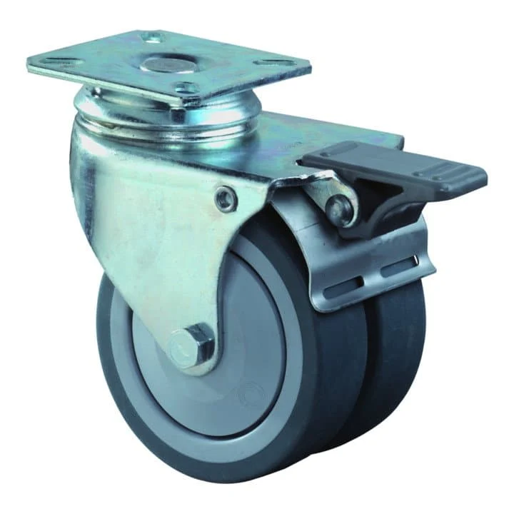BS ROLLEN Rueda doble giratoria con freno total 75 mm 80 kg ( 3000275277 )
