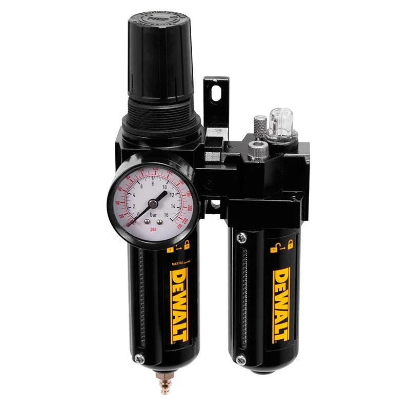 REGULADOR, FILTRO Y LUBRICADOR, ROSCA NPT 3/8 PLG, PRESION OPTIMA 150PSI, INCLUYE MANOMETRO.DEWALT CAMPBELL HAUSFELD