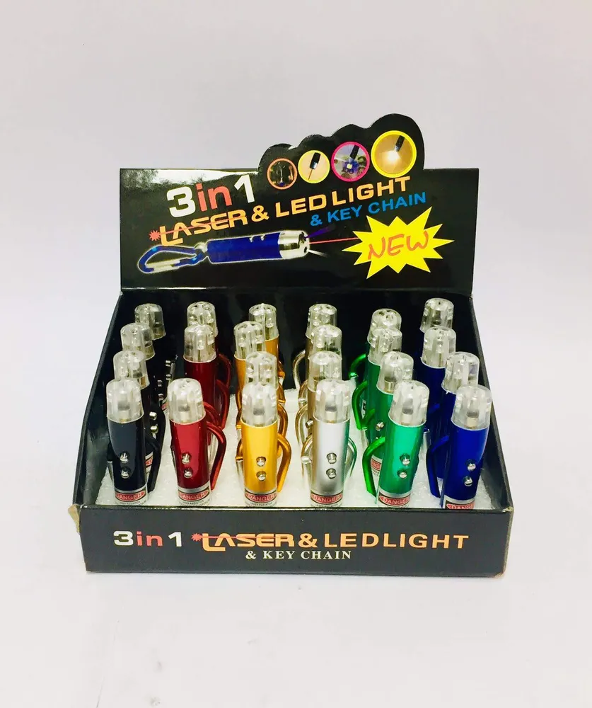 Linterna 3 en 1 Llavero con Laser Pila Casa Nueva