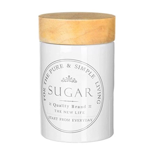 Azucarero pure living stoneware 10 x 10 x 15,50 cm capacidad: 700 cc. con tapa de madera de roble. (Azucarero) damdamgo