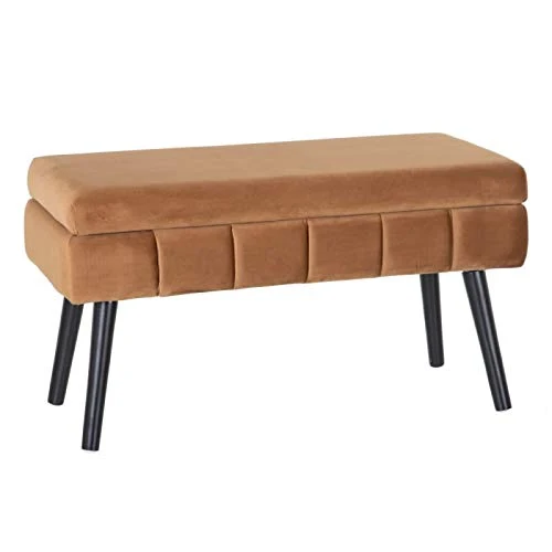 Banqueta baúl de Terciopelo, contemporánea en Marron, de 79x37x42 cm damdamgo
