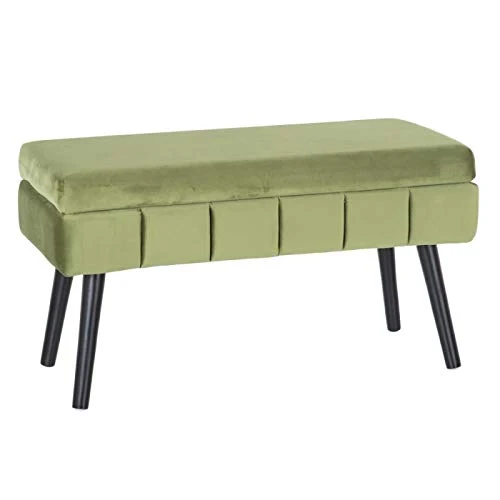 Banqueta baúl de Terciopelo, contemporánea en Verde, de 79x37x42 cm damdamgo