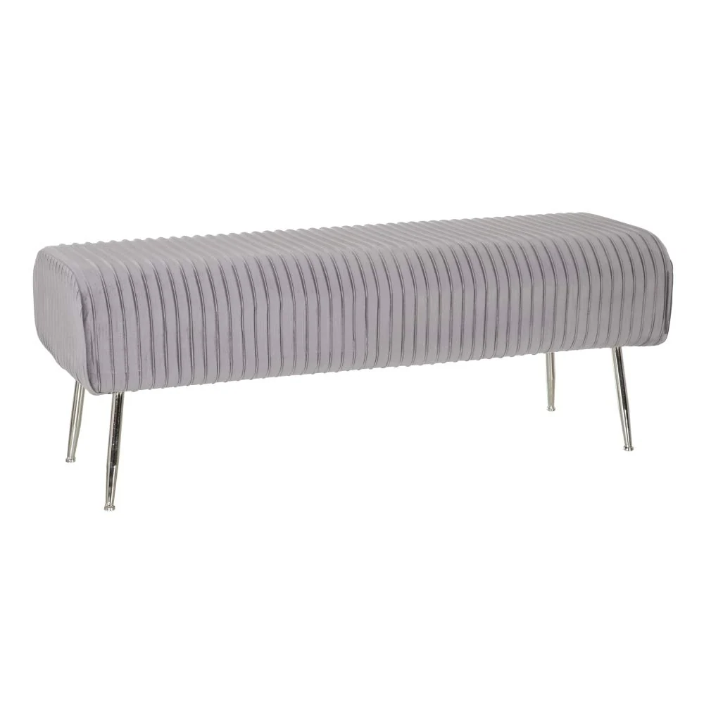 Banqueta pie de Cama de Tela y Metal de 129x45x48 cm (Gris) damdamgo