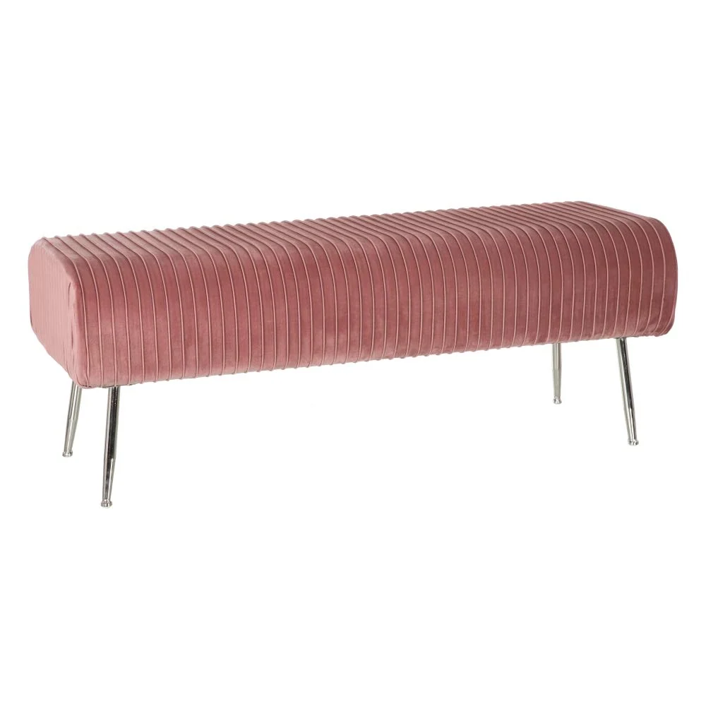 Banqueta pie de Cama de Tela y Metal contemporánea Coral de 129x45x48 cm damdamgo