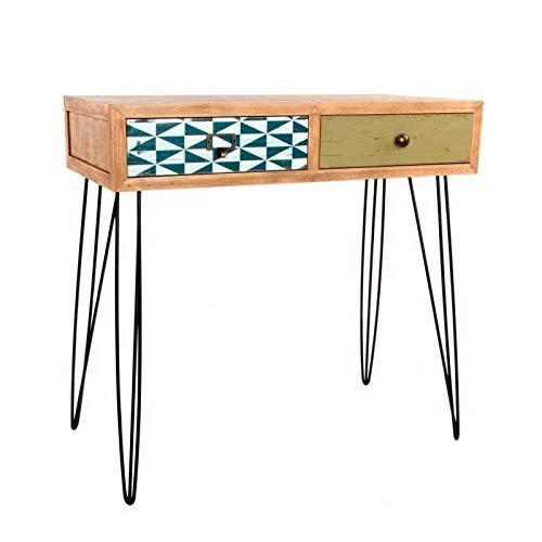 Consola madera metal 80x40x77cm natural damdamgo