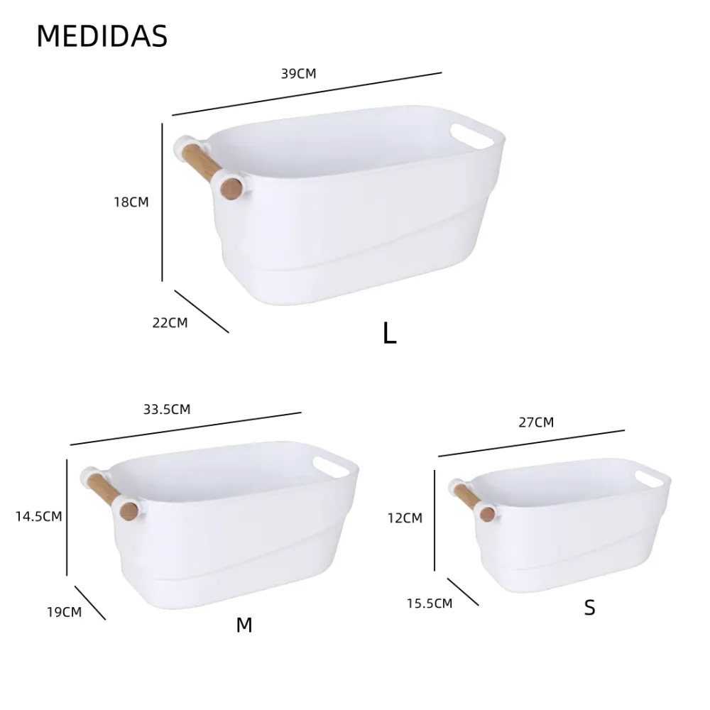 DAMDAM GO Juego de Cestas de Plástico, Cajas Organizadoras con Asa, Cesta de Ordenación para Cocina, Baño, Armario, Color...