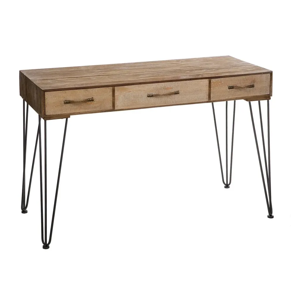 Escritorio 3 cajones Natural-Crema 120 x 50 x 78 cm damdamgo