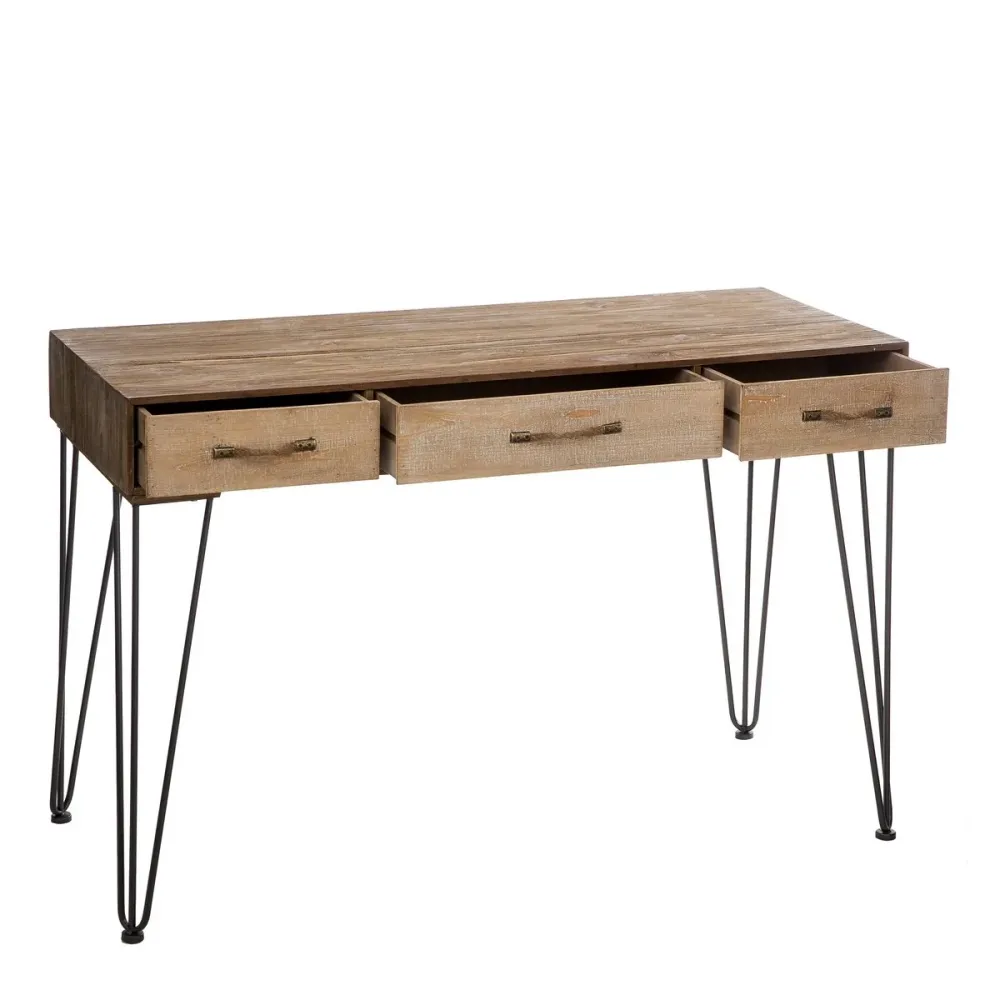 Escritorio 3 cajones Natural-Crema 120 x 50 x 78 cm damdamgo
