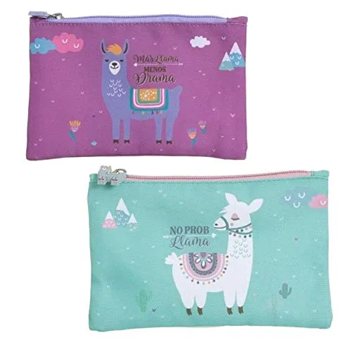 Estuche Juvenil Llama de Colores Fucsia damdamgo