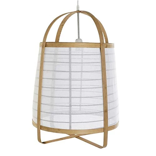 Lámpara de Techo Bambu Natural y Lino Blanco de Ø 44x64 cm damdamgo