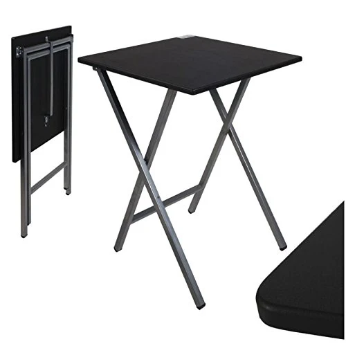 Mesa Cuadrado Plegable Blanca portatil Multifuncional, Mesas Auxiliares para casa 48x48x65 cm (Negra) damdamgo