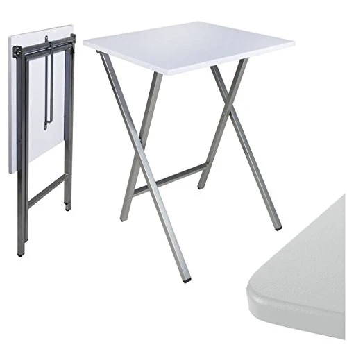 Mesa Cuadrado Plegable Blanca portatil Multifuncional, Mesas Auxiliares para casa 48x48x65 cm damdamgo