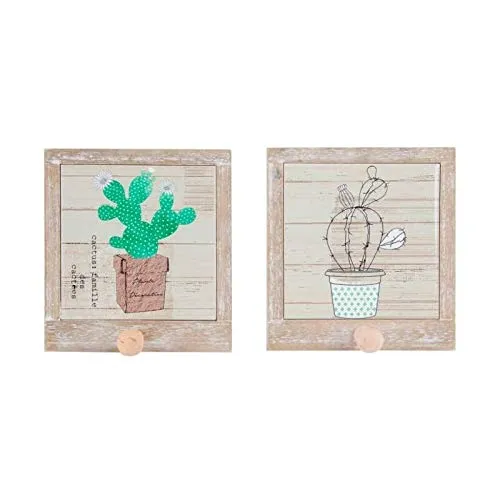 Pack 2 Percheros de Pared Individual de Madera 1 Colgador Cactus damdamgo