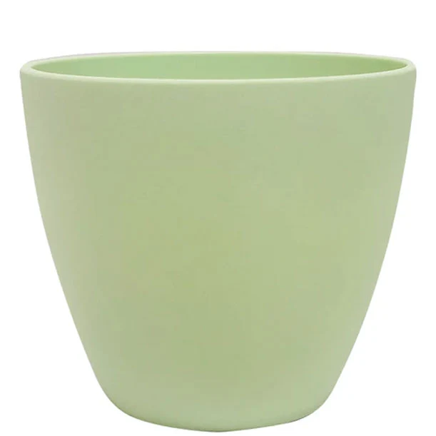 Maceta de plástico verde lisa 13.5 x 12 cm DECORACIÓN