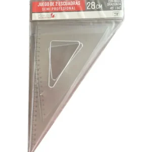 JUEGO DE ESCUADRAS SEMI-PROFESIONAL 28 CM CON BISEL Y GRADUADA DEVAL