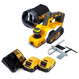 Cepilladora baterí DeWalt DCP 580 P2 18 V 82 mm sin escobillas + bolsa para el polvo DWV 9390 + 2x baterías 5,0 Ah + cargador