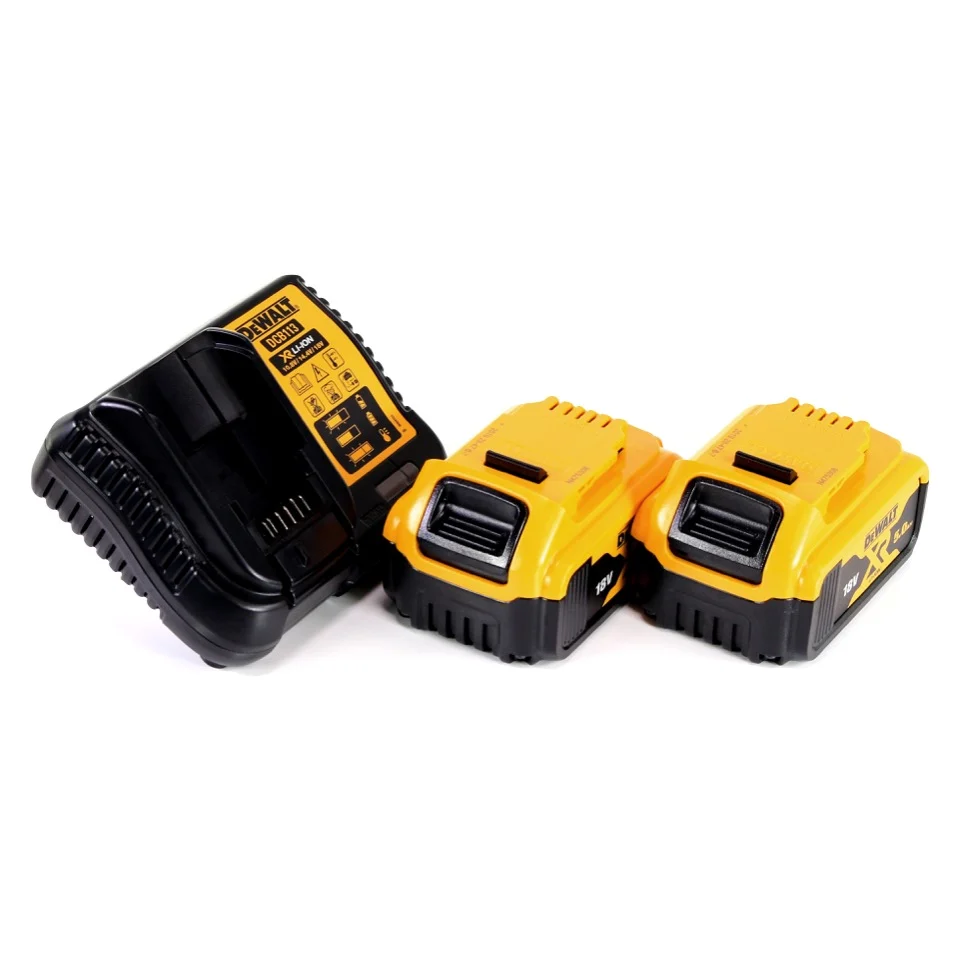 Cepilladora baterí DeWalt DCP 580 P2 18 V 82 mm sin escobillas + bolsa para el polvo DWV 9390 + 2x baterías 5,0 Ah + cargador