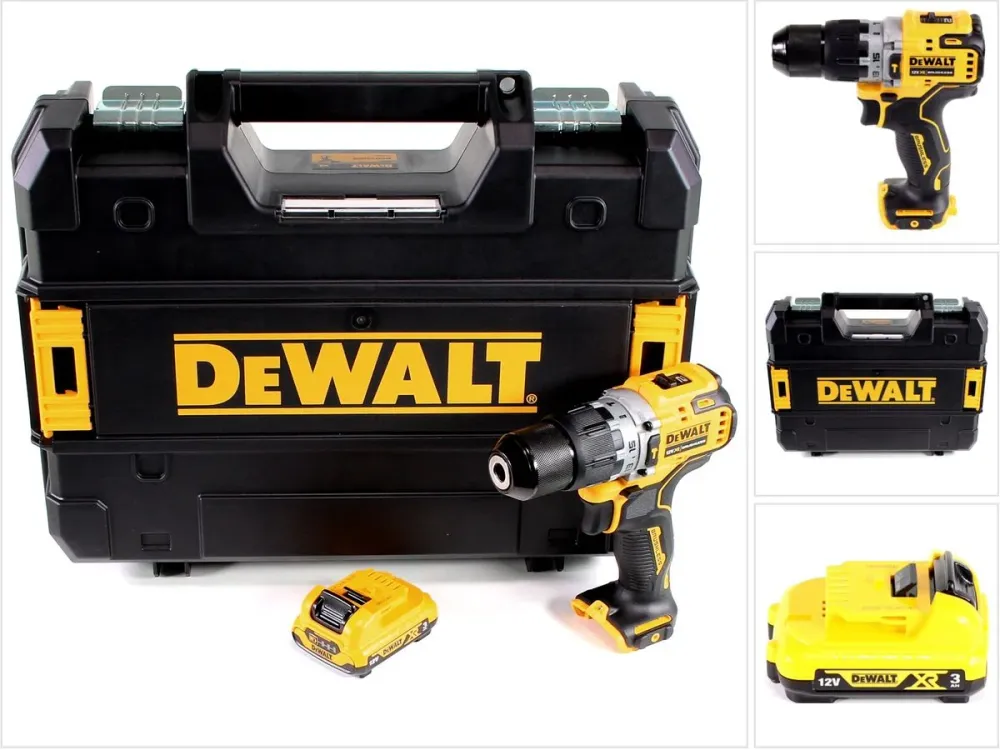 DeWALT DCD 706 NT Taladro percutor baterí 12V / 57,5 Nm / Sin escobillas + Maletín TSTAK + 1x Baterí 3,0 Ah - Sin cargador...