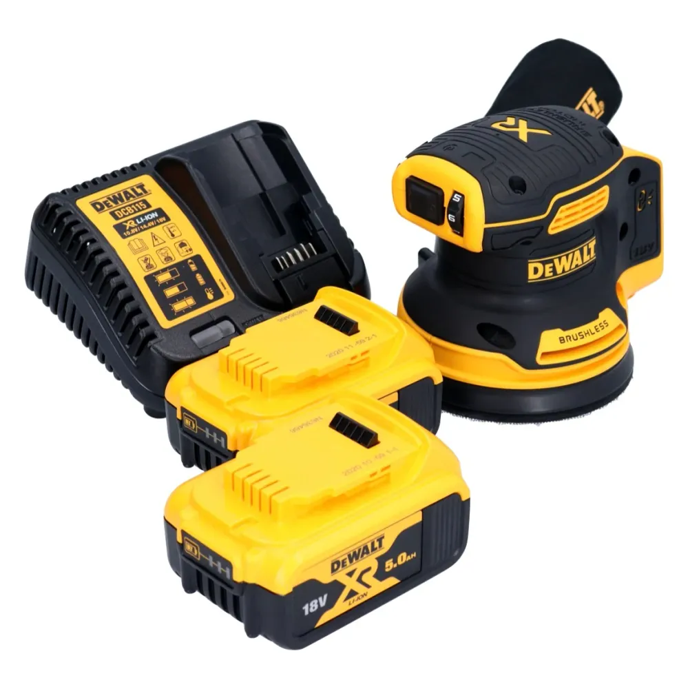 Lijadora rotorbital sin cable DeWalt DCW 210 P2 18 V 125 mm sin escobillas + 2x baterí recargable 5,0 Ah + cargador