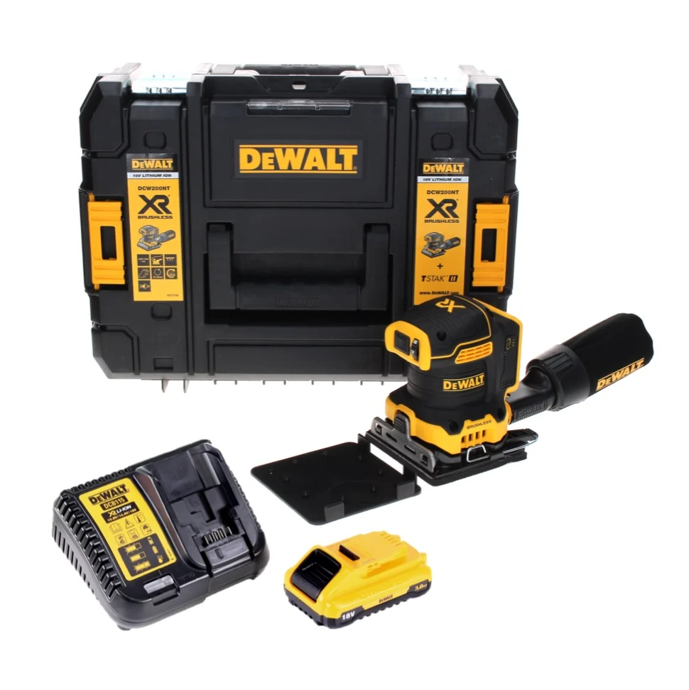 Lijadora vibratoria baterí DeWalt DCW 200 L1 18 V 108x115 mm + 1x baterí 3,0 Ah + cargador + TSTAK
