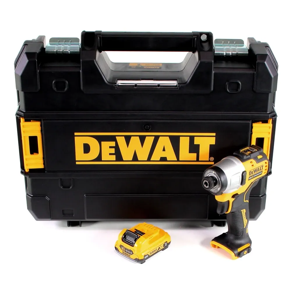 Llave de impacto inalámbrica DeWalt DCF 801 NT 12V 163Nm 1/4" sin escobillas + 1x baterí 2.0Ah + TSTAK - sin cargador
