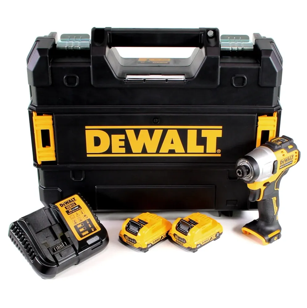 Llave de impacto inalámbrica DeWalt DCF 801 D2 12V 163Nm 1/4" sin escobillas + 2x baterí 2.0Ah + cargador + TSTAK