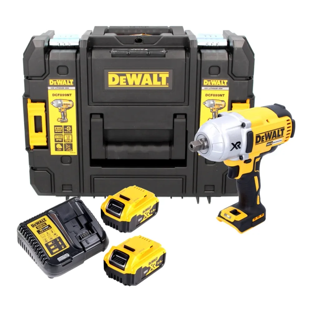 Llave de impacto sin cable DeWalt DCF 899 P2 18 V 950 Nm 1/2" sin escobillas + 2x baterí recargable 5,0 Ah + cargador + TSTAK