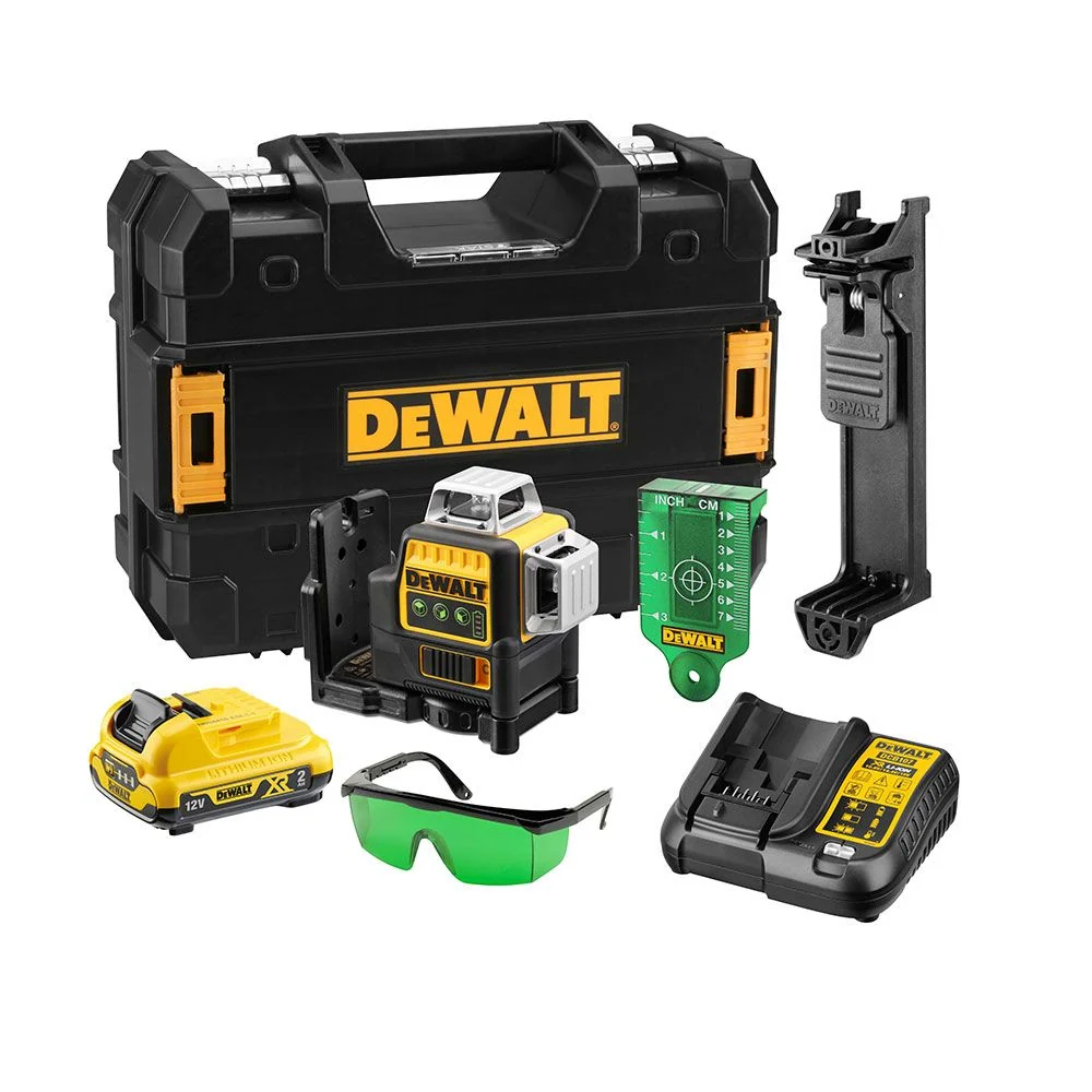 NIVEL LÁSER AUTONIVELANTE VERDE DE 3 LÍNEAS 360° XR 12V CON BATERÍ DEWALT