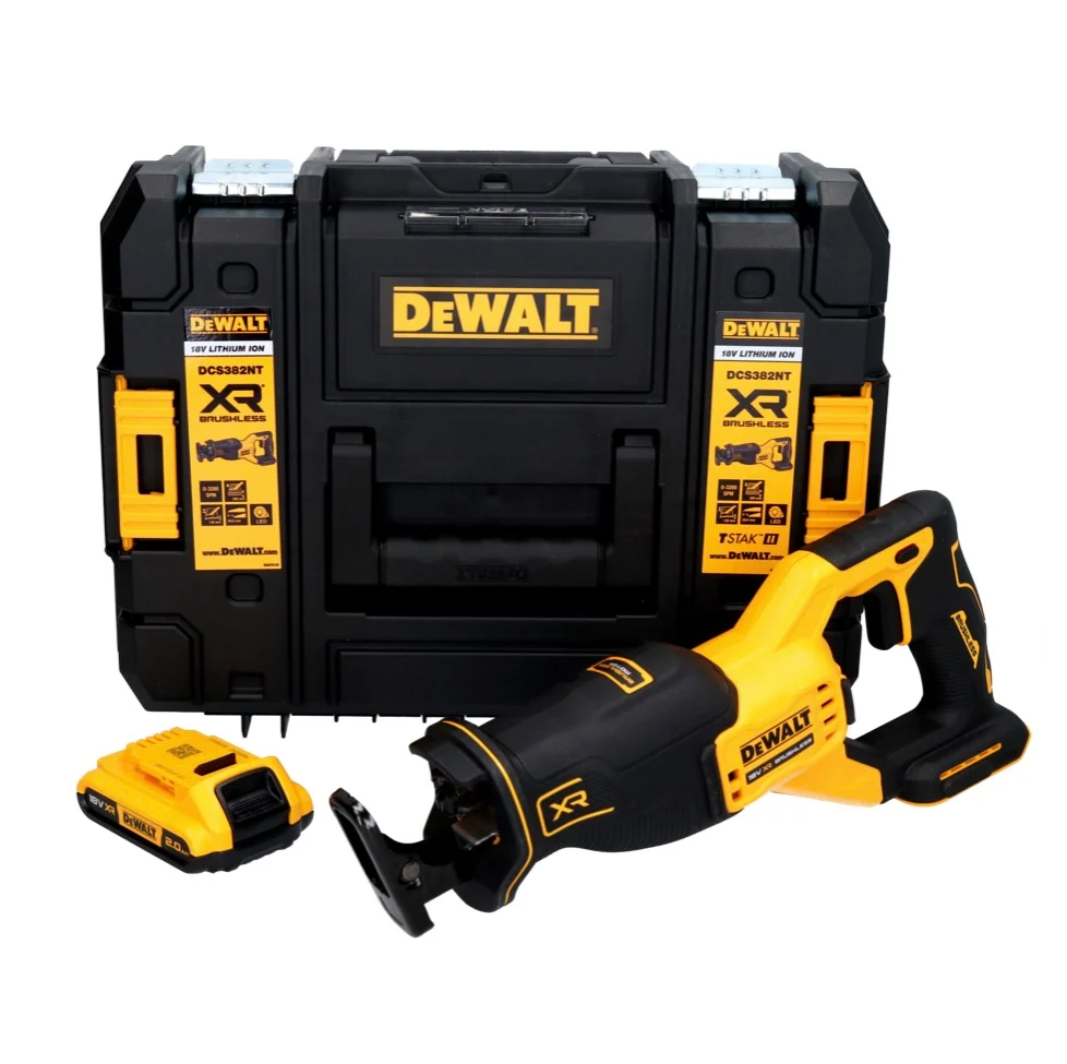 Sierra alternativa baterí DeWalt DCS 382 NT 18 V sin escobillas + 1x baterí 2,0 Ah + TSTAK - sin cargador