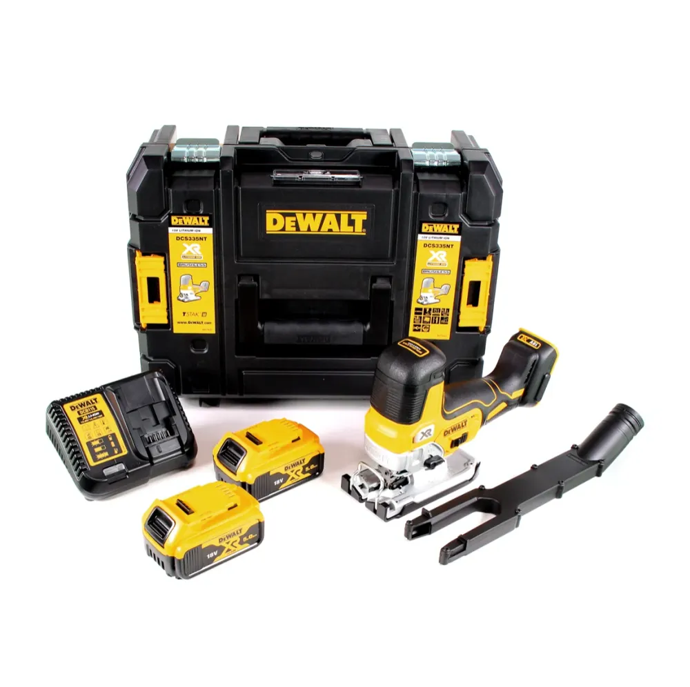 Sierra de calar baterí DeWalt DCS 335 P2 18V + 2x baterías 5.0 Ah + 1x cargador rápido en TSTAK